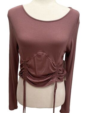 NWT Madden Girl Mauve Drawstring Long Sleeve Crop Top Size XL